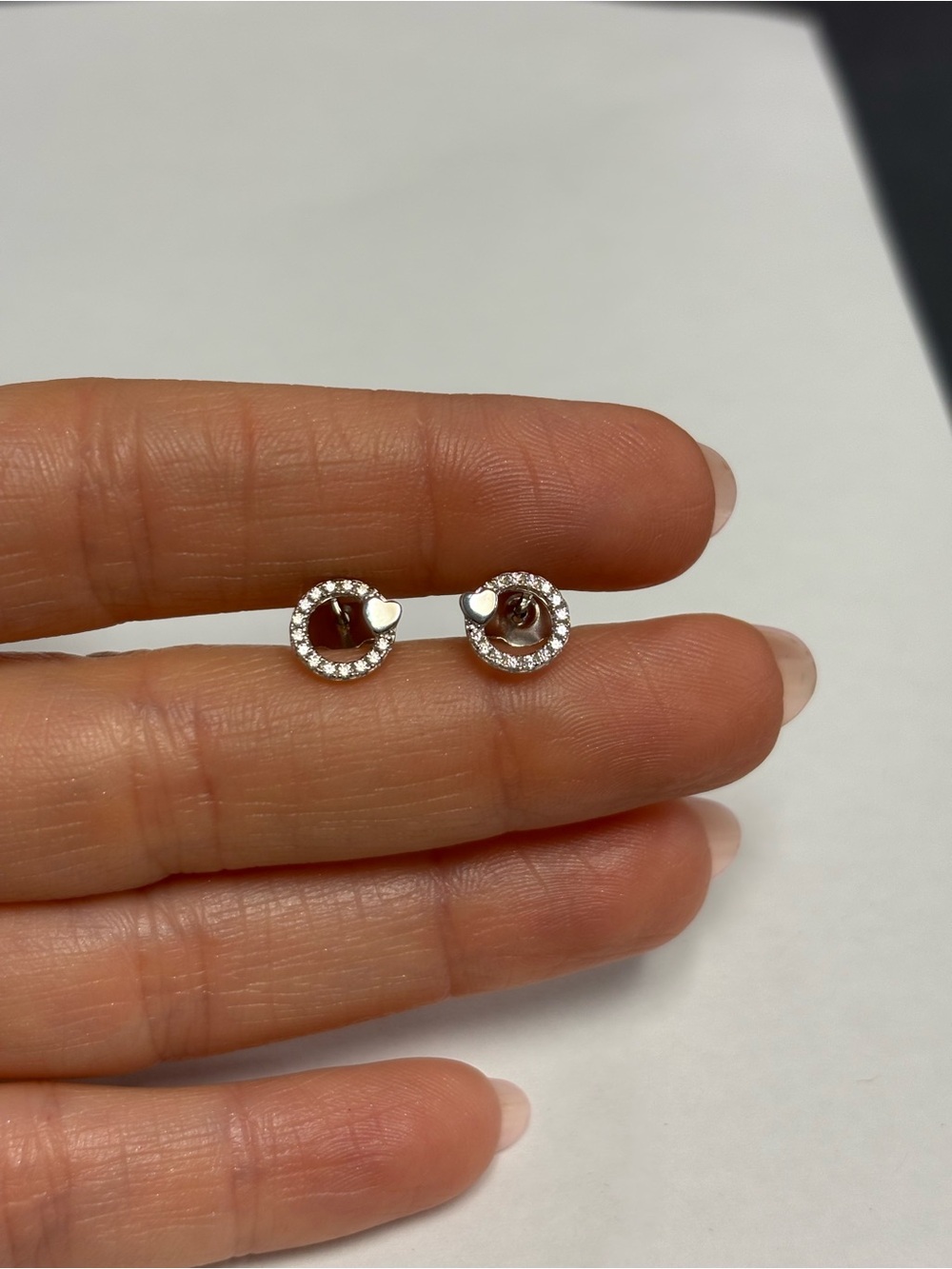 Suzy Levian Sterling Silver White CZ Pave Stud Earrings NWT